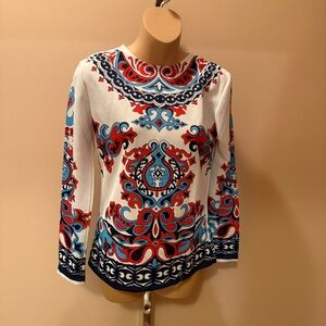 Vintage 1970s Miss Holly Womens Collared Long Sleeve Shirt Sz 38 Paisley L24